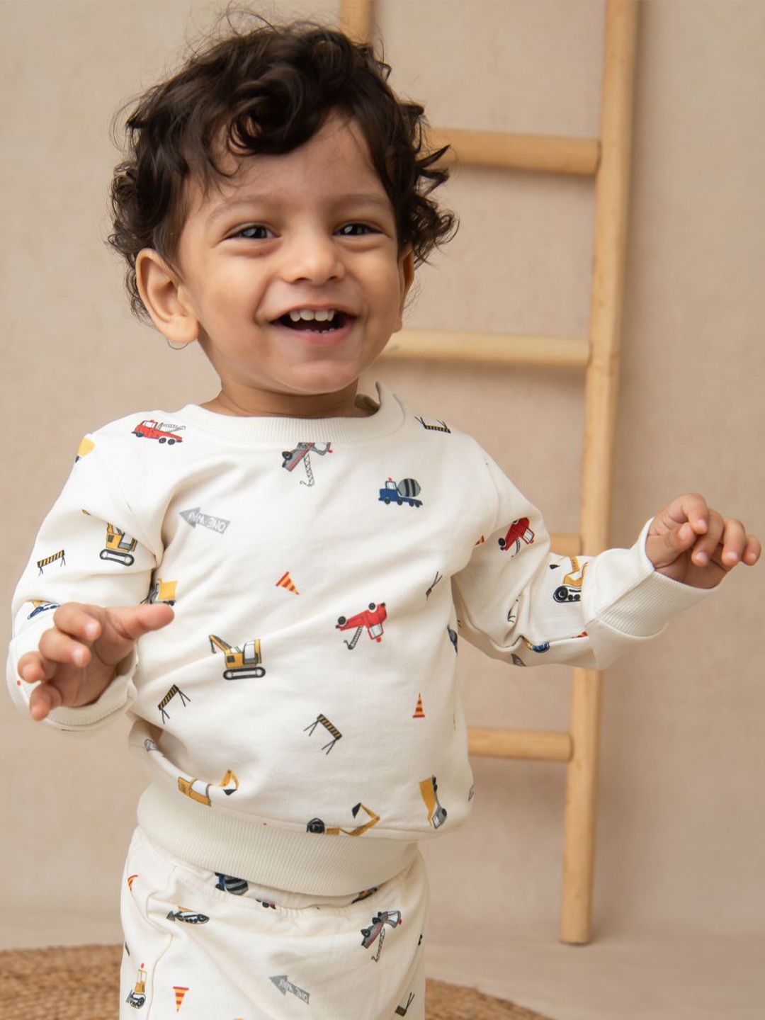 

COT & CANDY Unisex Kids Printed Sweatshirt, Cream