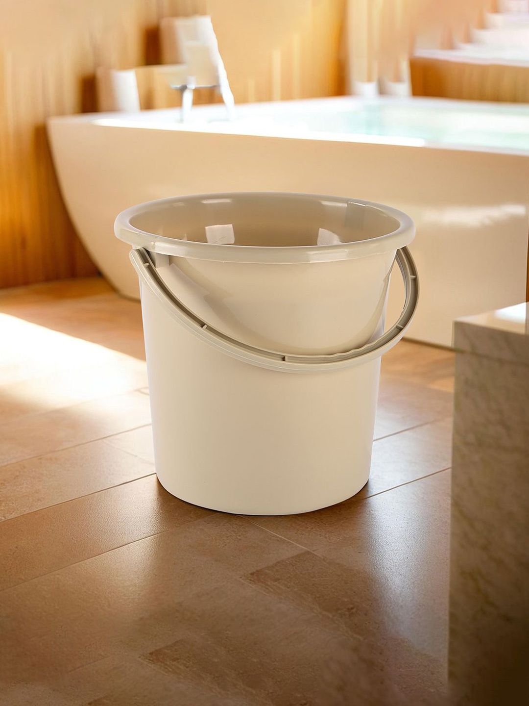 

Kuber Industries Beige Multi Purpose Bucket With Handle- 18 ltr