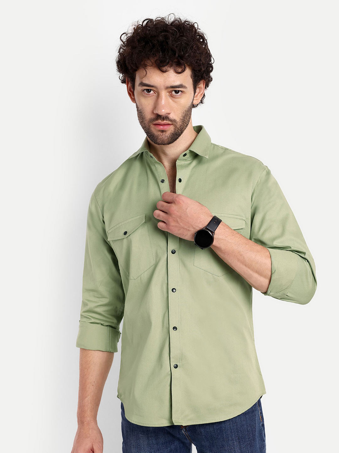 

Lewogle Men Opaque Casual Shirt, Green