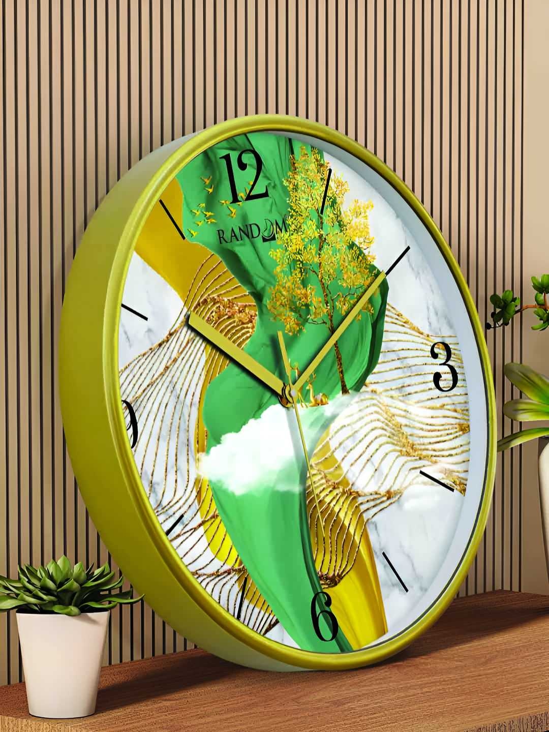 

RANDOM Printed Round Shaped Sweep Silent Movement Contemporary Wall Clock, Green