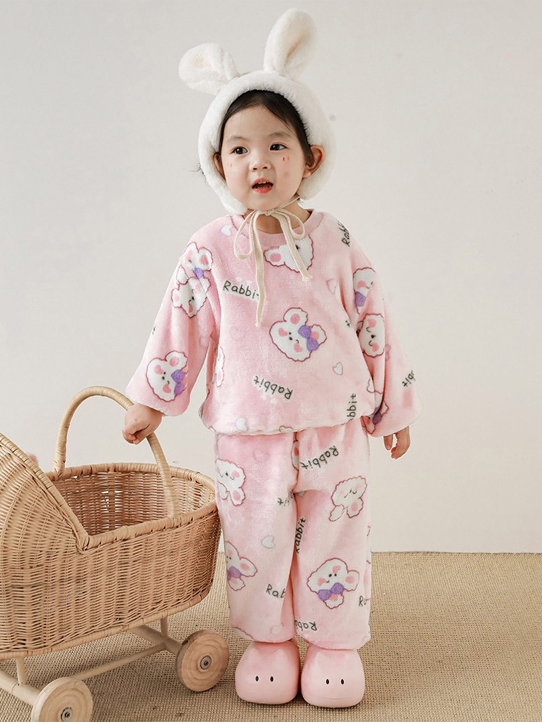 

LULU & SKY Infant Girls Printed Night Suit, Pink
