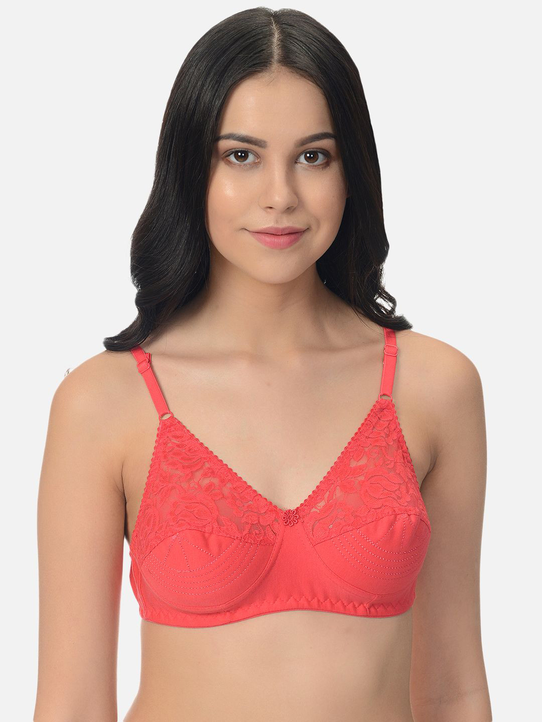 

mod & shy Floral Self Design Medium Coverage Everyday Bra, Coral