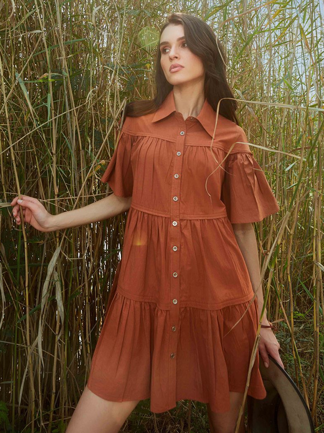 

Abhishti Shirt Midi Dress, Brown