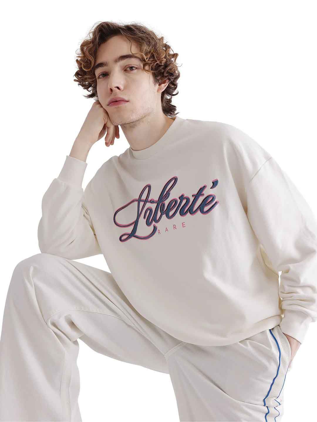 

RARE RABBIT Men Printed Sweatshirt, Off white
