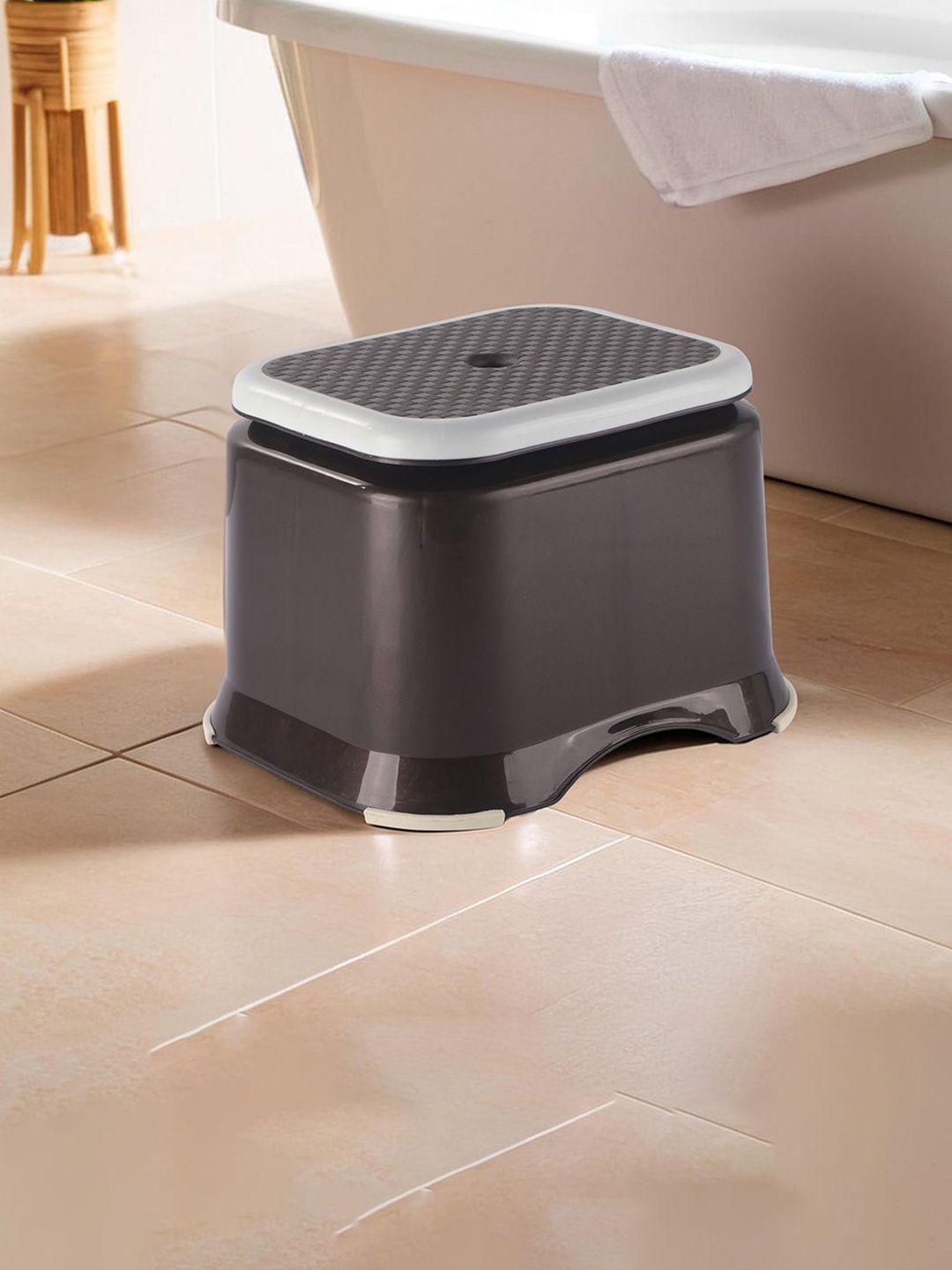 

Kuber Industries Brown & Grey Anti-Slip Bathroom Stool
