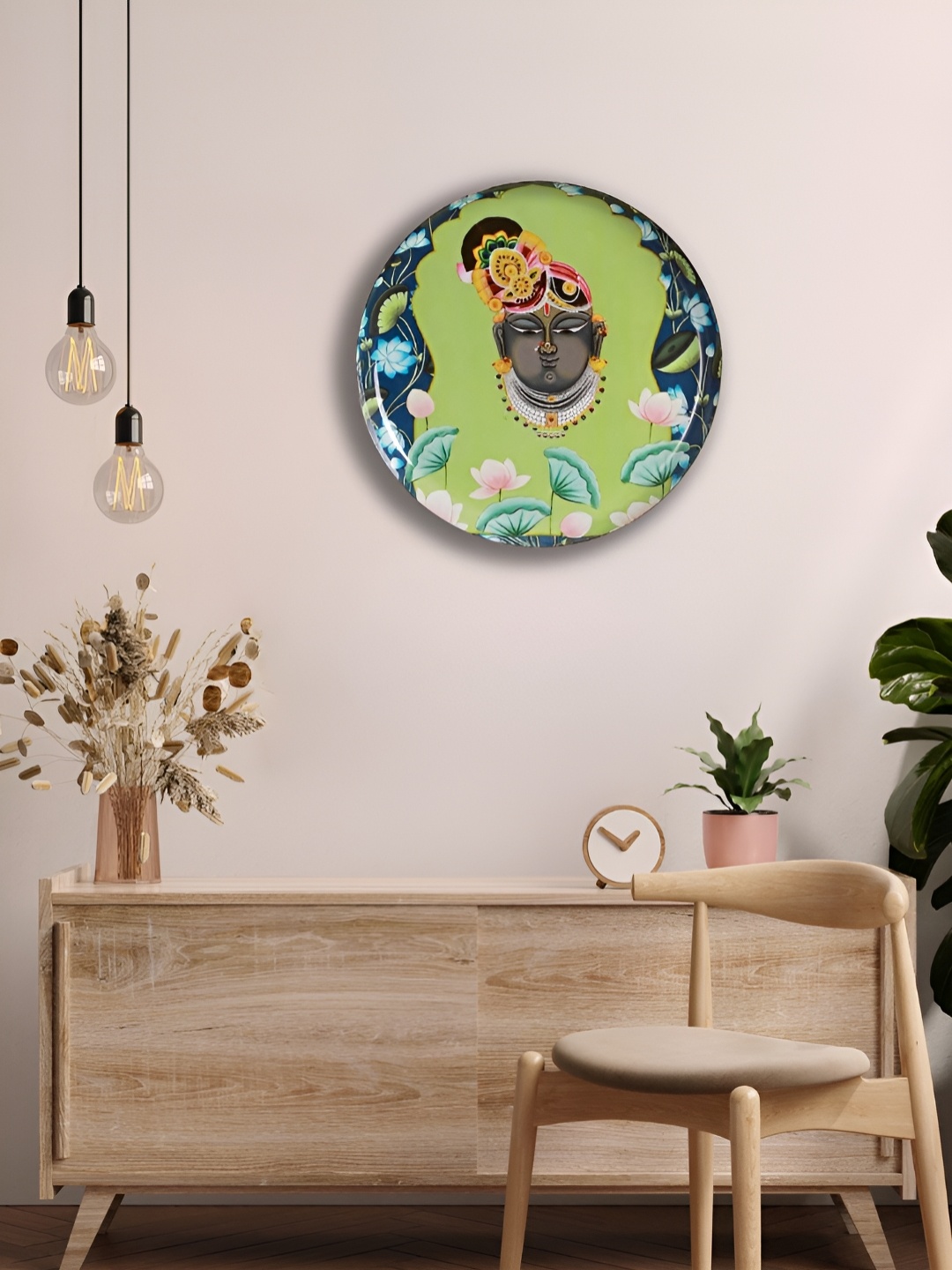

Homspurts Green & Grey Lord Shreenathji Printed Wall Art