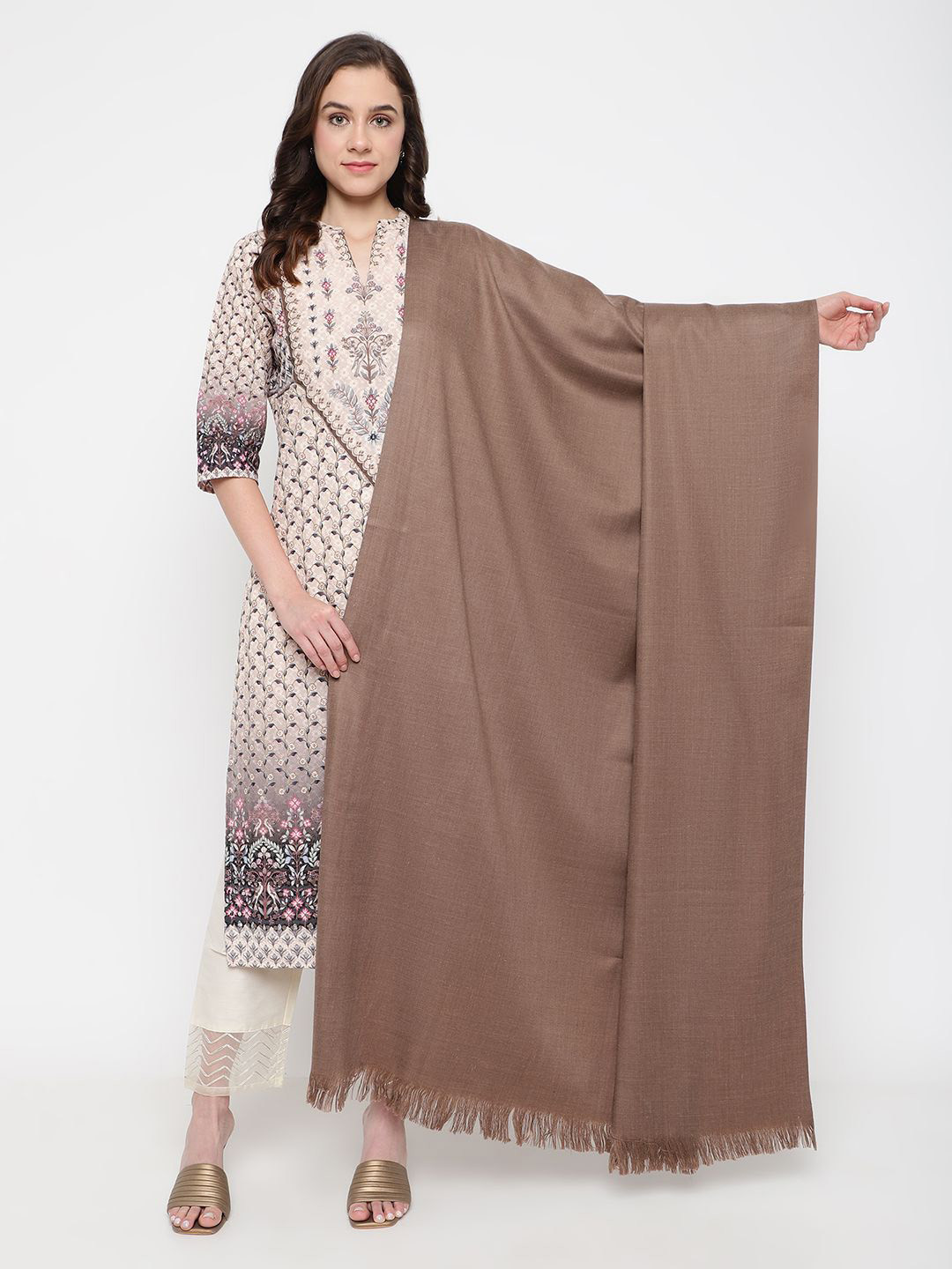 

La Vastraa Women Woven Design Shawl, Brown