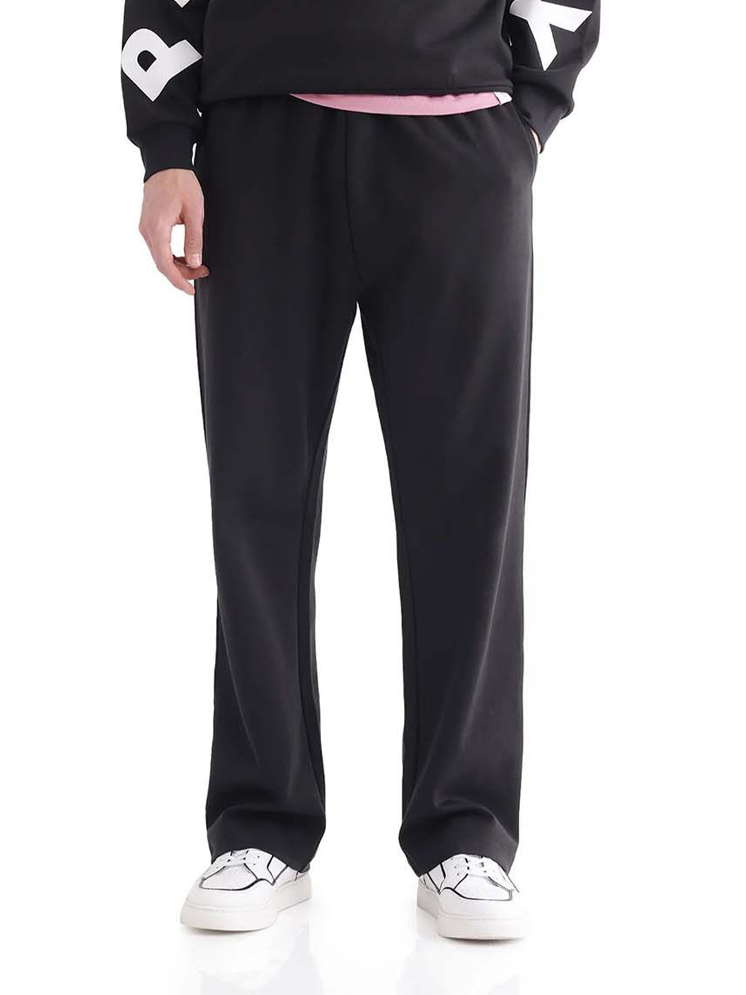 

RARE RABBIT Men Cotton Track Pants, Black