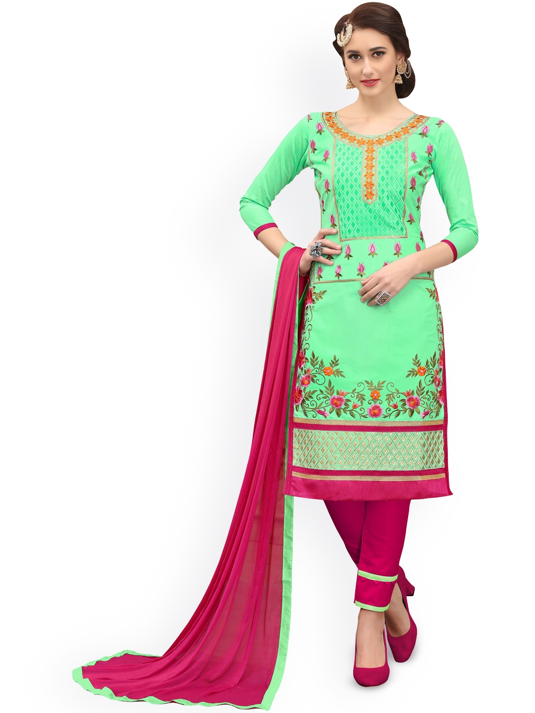 

Maroosh Embroidered Unstitched Dress Material, Green
