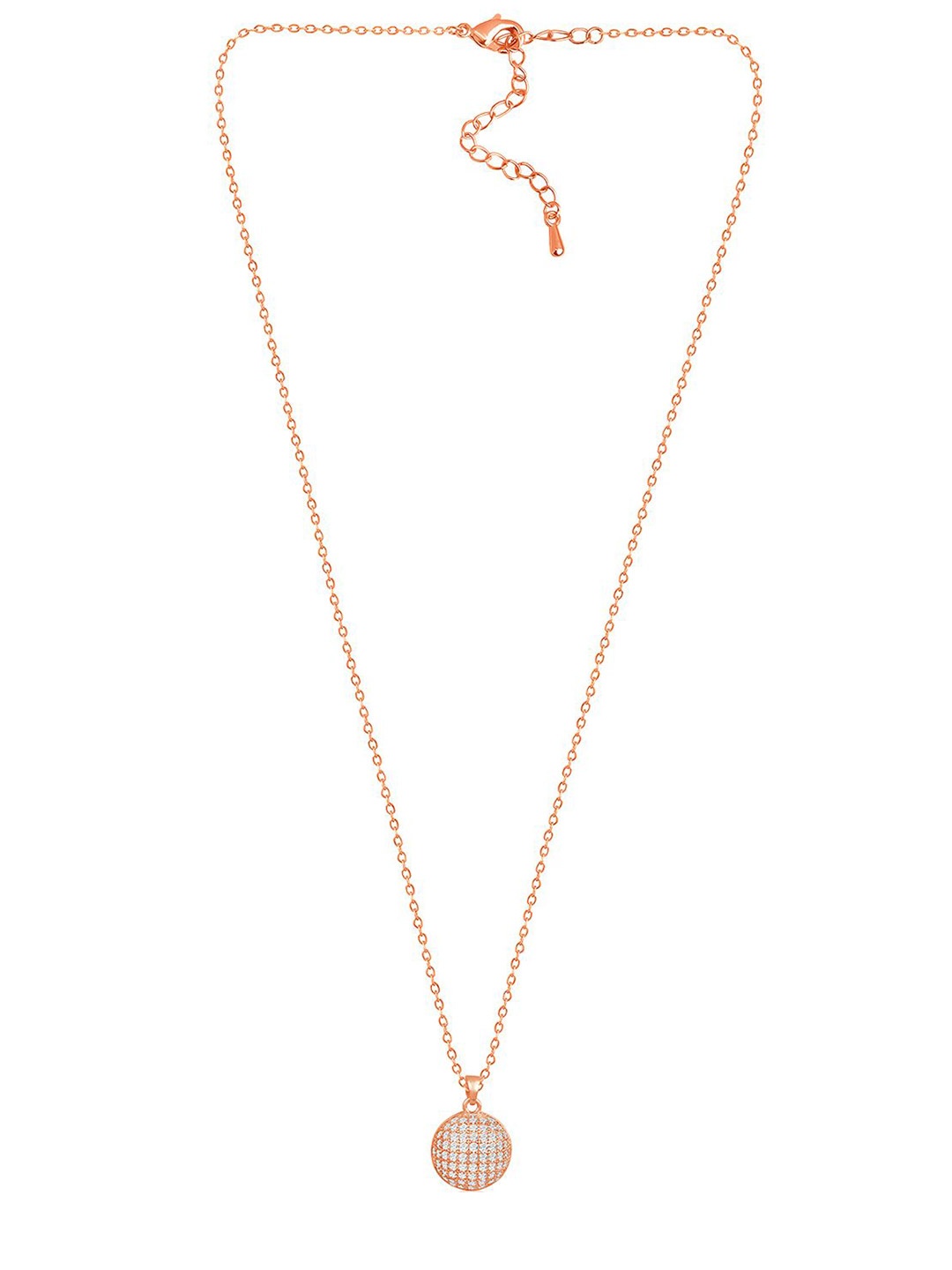 

Peora Rose Gold-Plated CZ-Studded Round Shaped Pendant With Chain