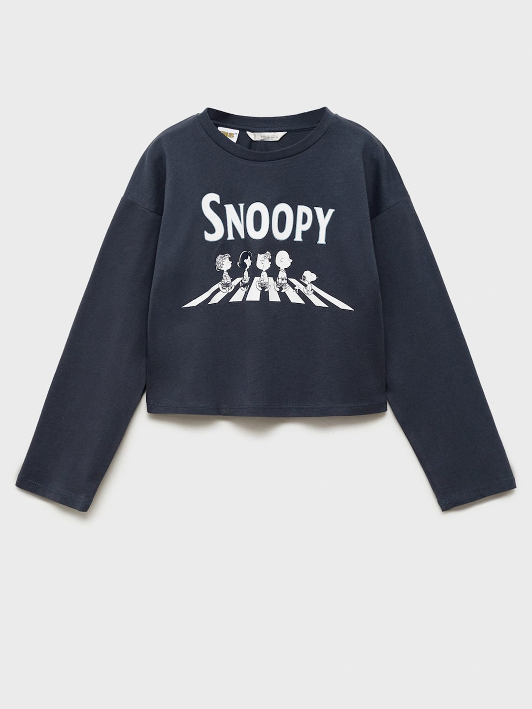 

Mango Kids Girls Snoopy Printed Pure Cotton T-shirt, Grey