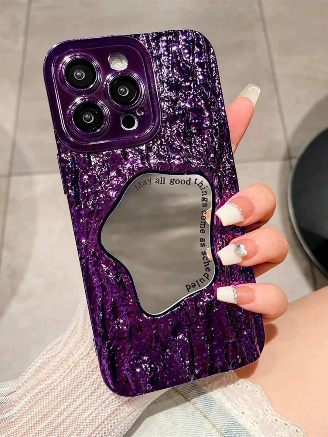 

Luxury Kase Geometric Printed iPhone 13 Pro Max Back Case Mobile Accessories, Purple