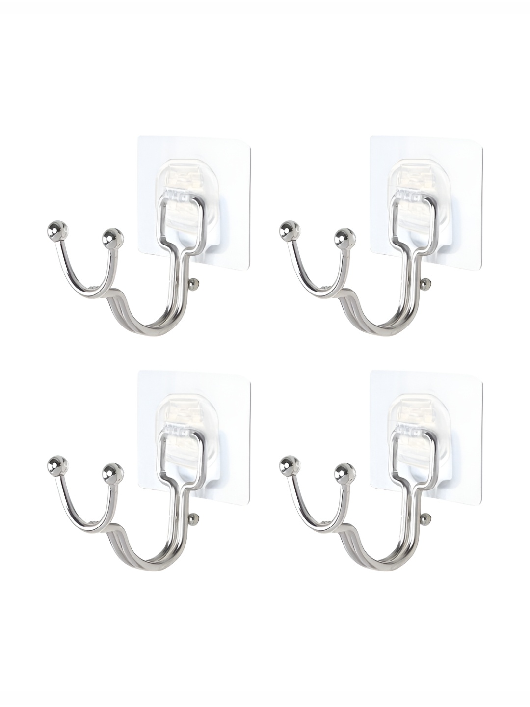 

HOKIPO Silver Toned 4 Pieces Adhesive Wall Hooks