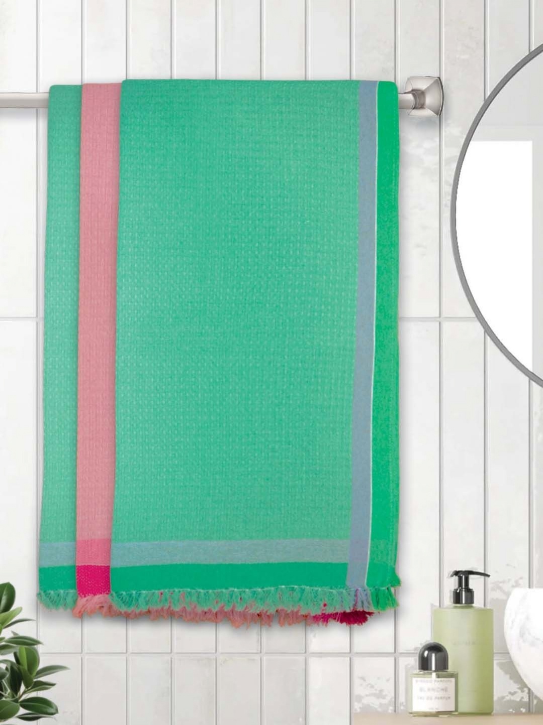 

Athom Living Green & Pink 3 Pieces Cotton 210 GSM Bath Towel