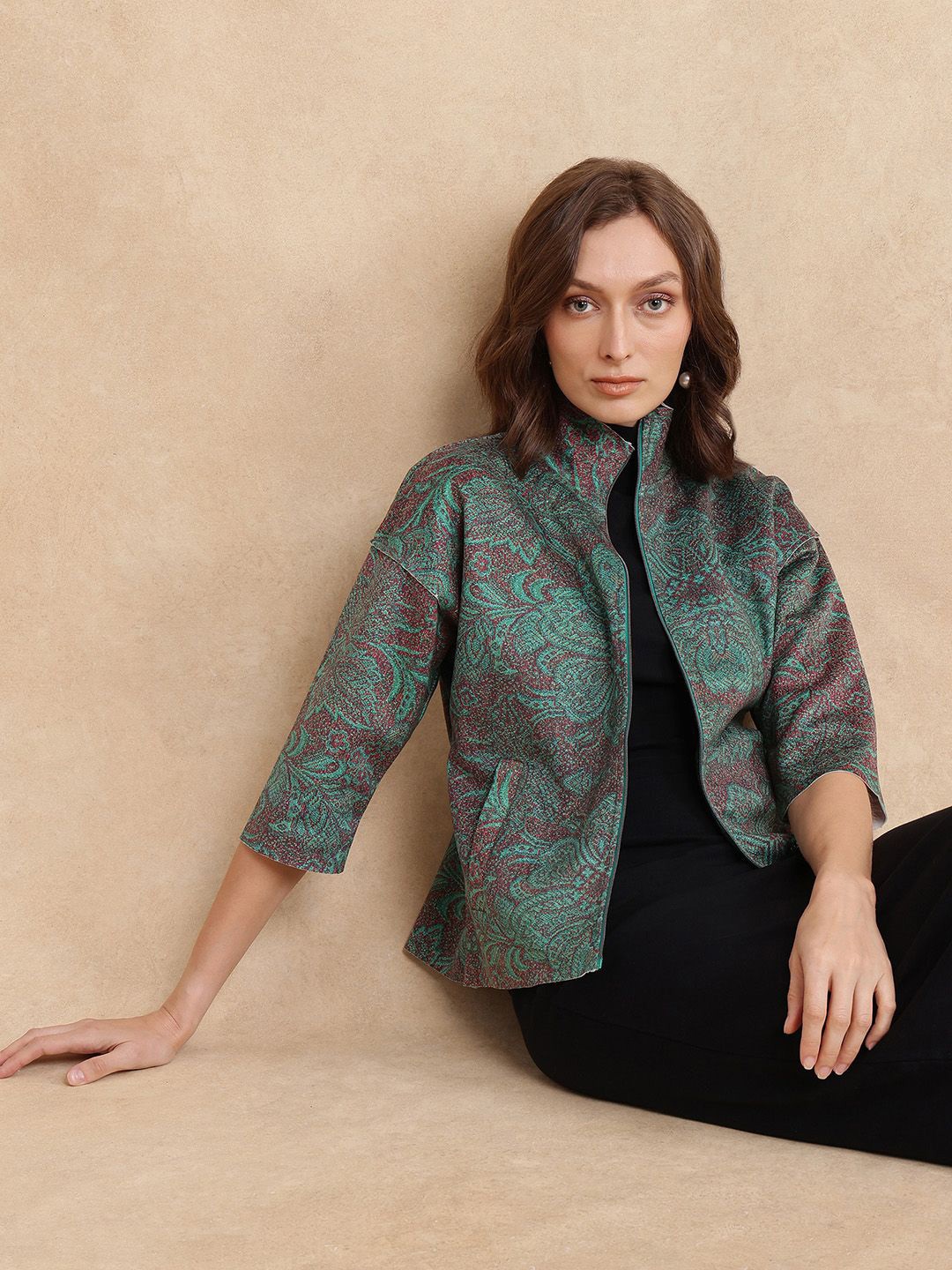 

RAREISM Women Floral Cotton Tailored Jacket with Patchwork, Multi