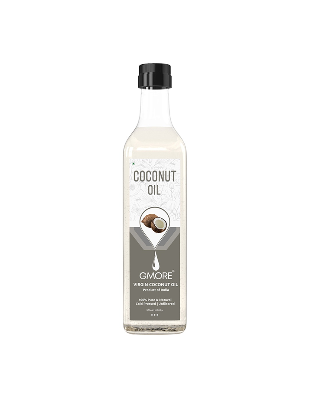 

GMORE Virgin Cold Pressed Coconut Oil For Baby Skin Hair & Massage - 500 ml, Transparent