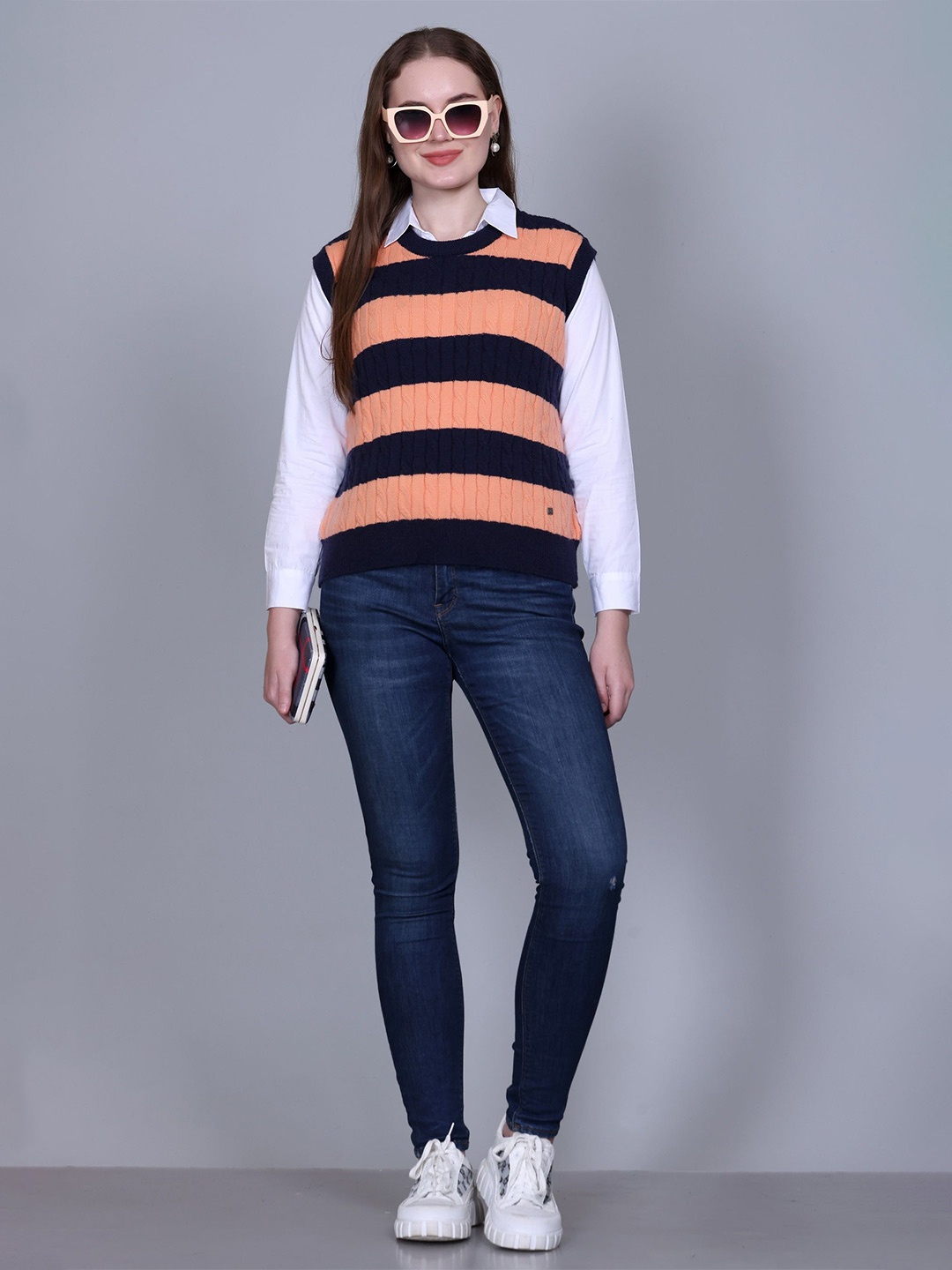 

GOSHA & MAU Women Cable Knit Sweater Vest, Orange