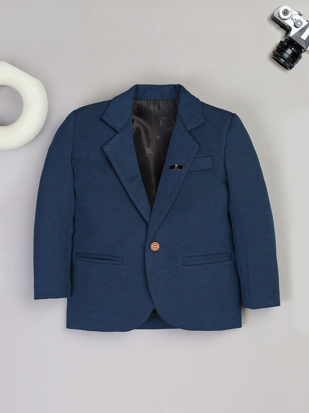 

Ridokidz Boys Tailored-Fit Notched Lapel Single Breasted Blazer, Navy blue