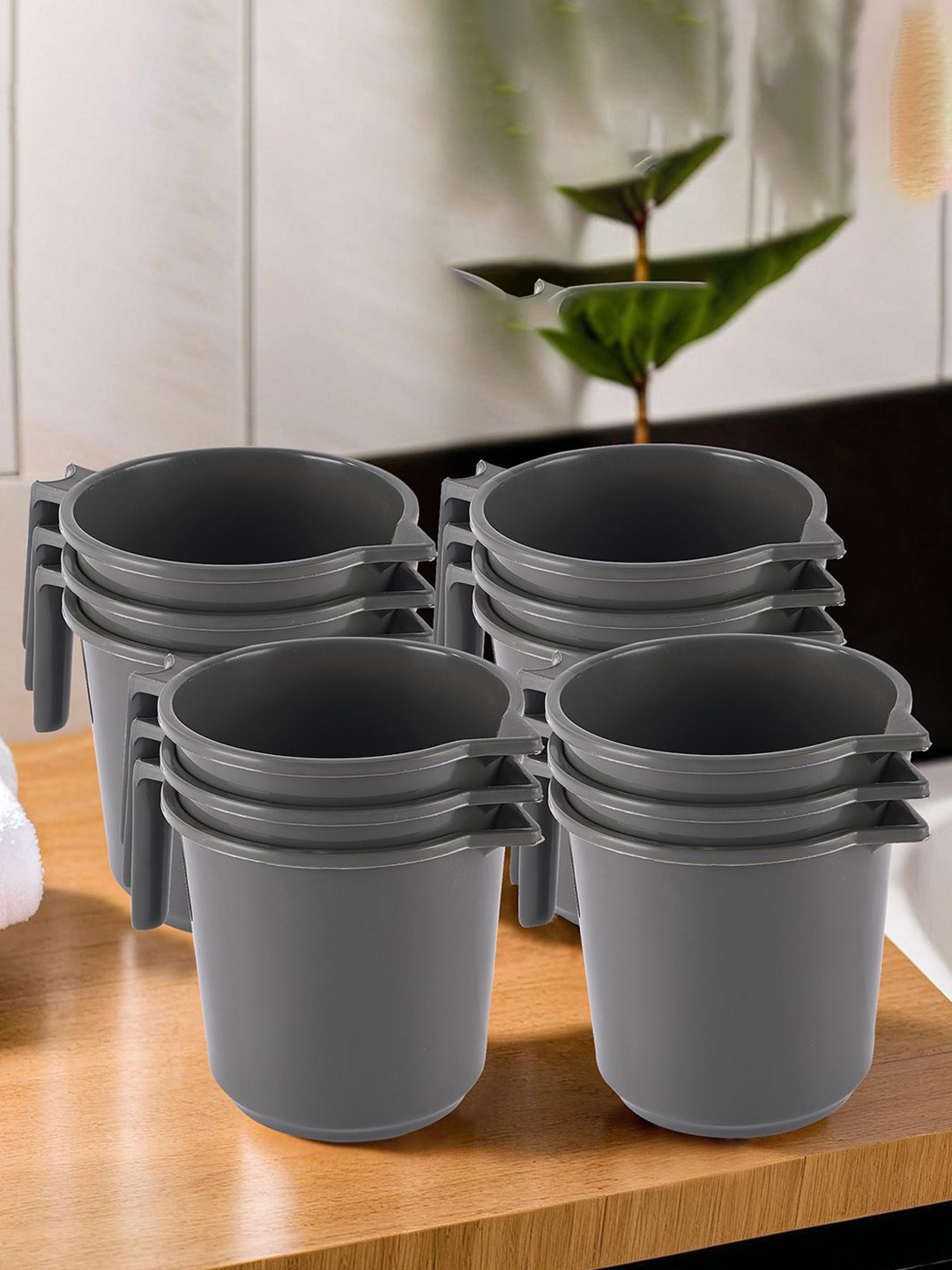 

Kuber Industries Grey 12 Pieces Lightweight Mugs 1 L Each