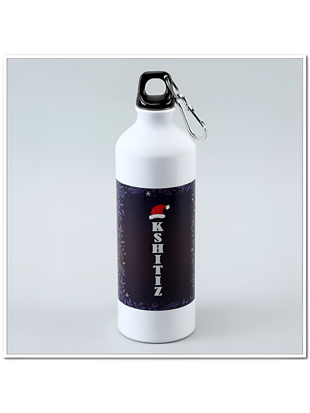 

fnp White & Black Aluminium Typography Printed Water Bottle 650 ml