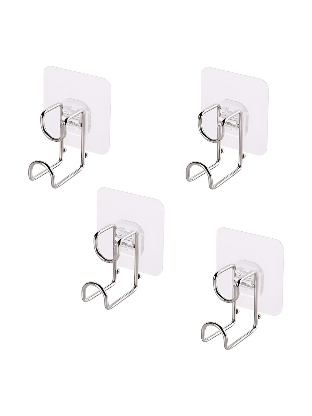 

HOKIPO Transparent & Silver Toned 4 Pieces Waterproof Wall Adhesive Hook