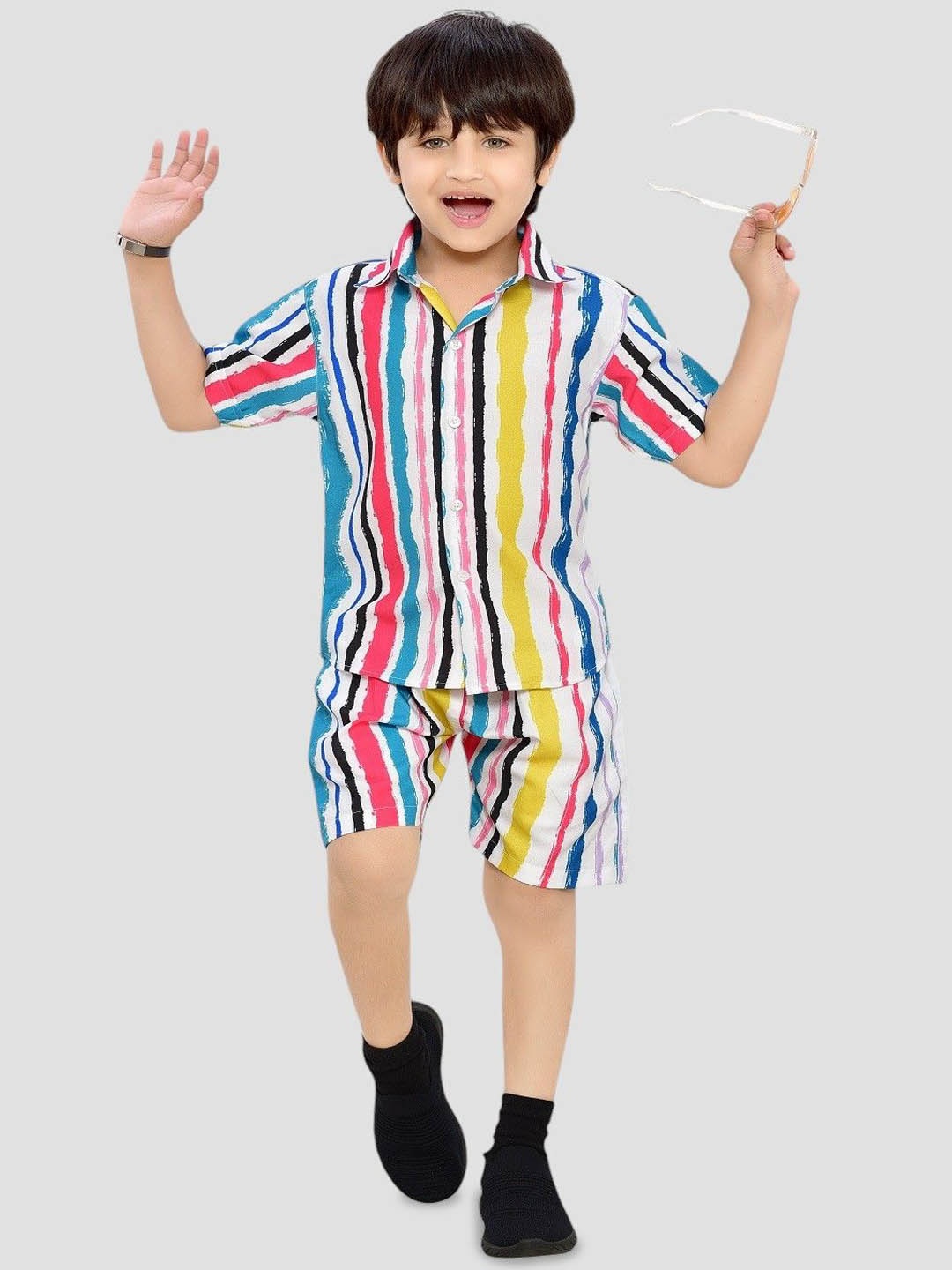 

BAESD Boys Striped Pure Cotton Clothing Set, White