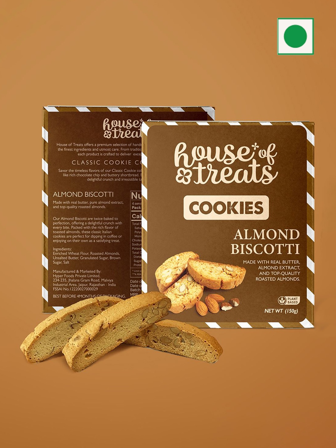 

RawFruit Almond Biscotti Cookies- 150Gms, Brown