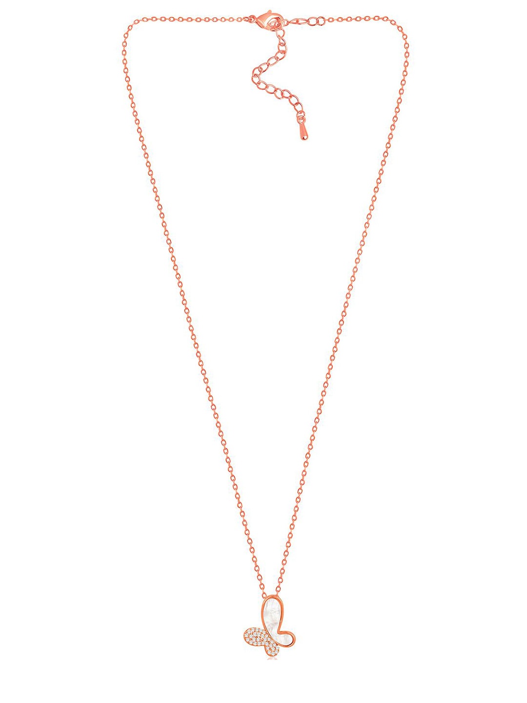 

Peora Rose Gold-Plated CZ-Studded Pendant With Chain