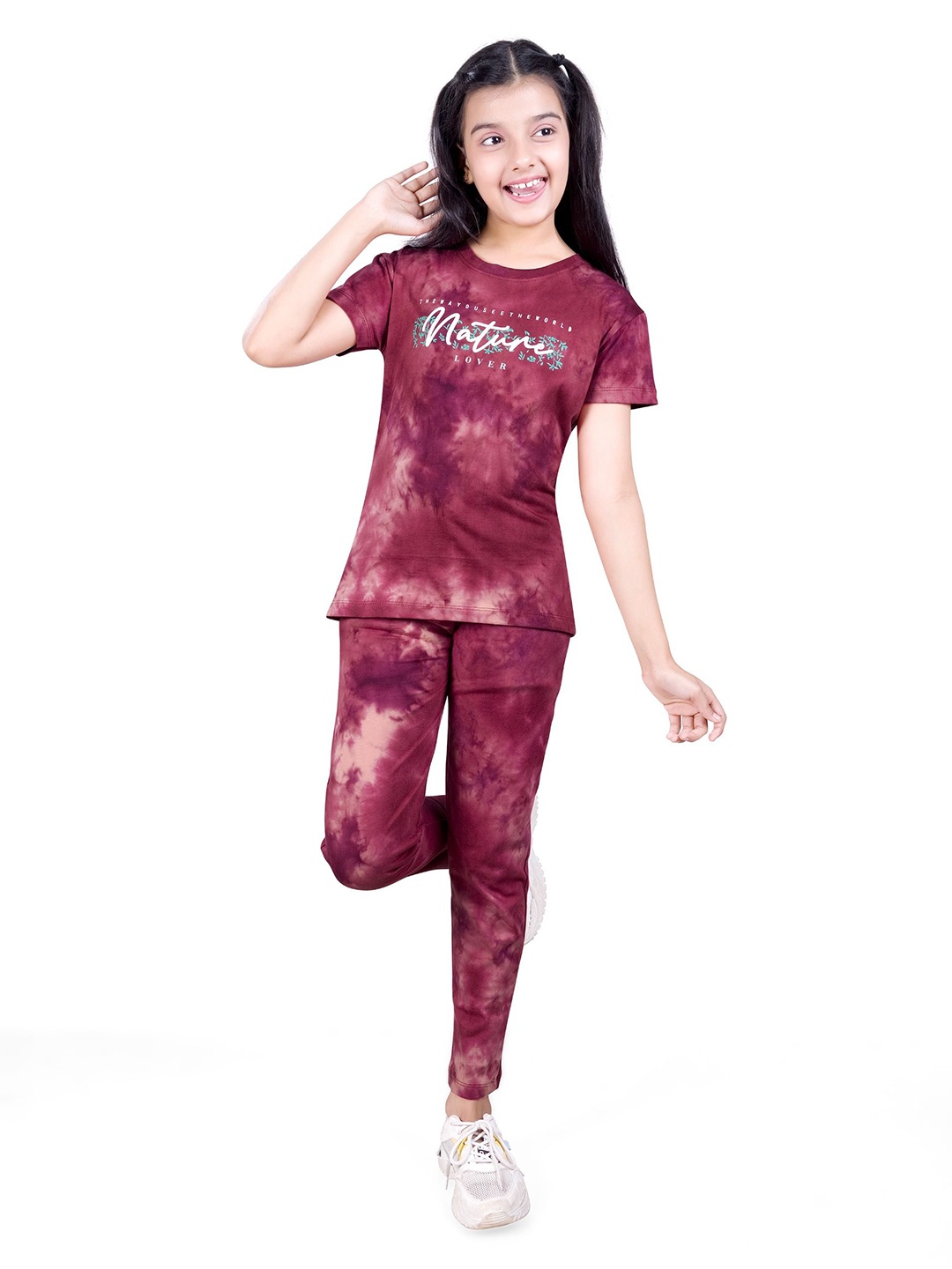 

BAESD Girls Dyed Top with Pyjamas, Maroon