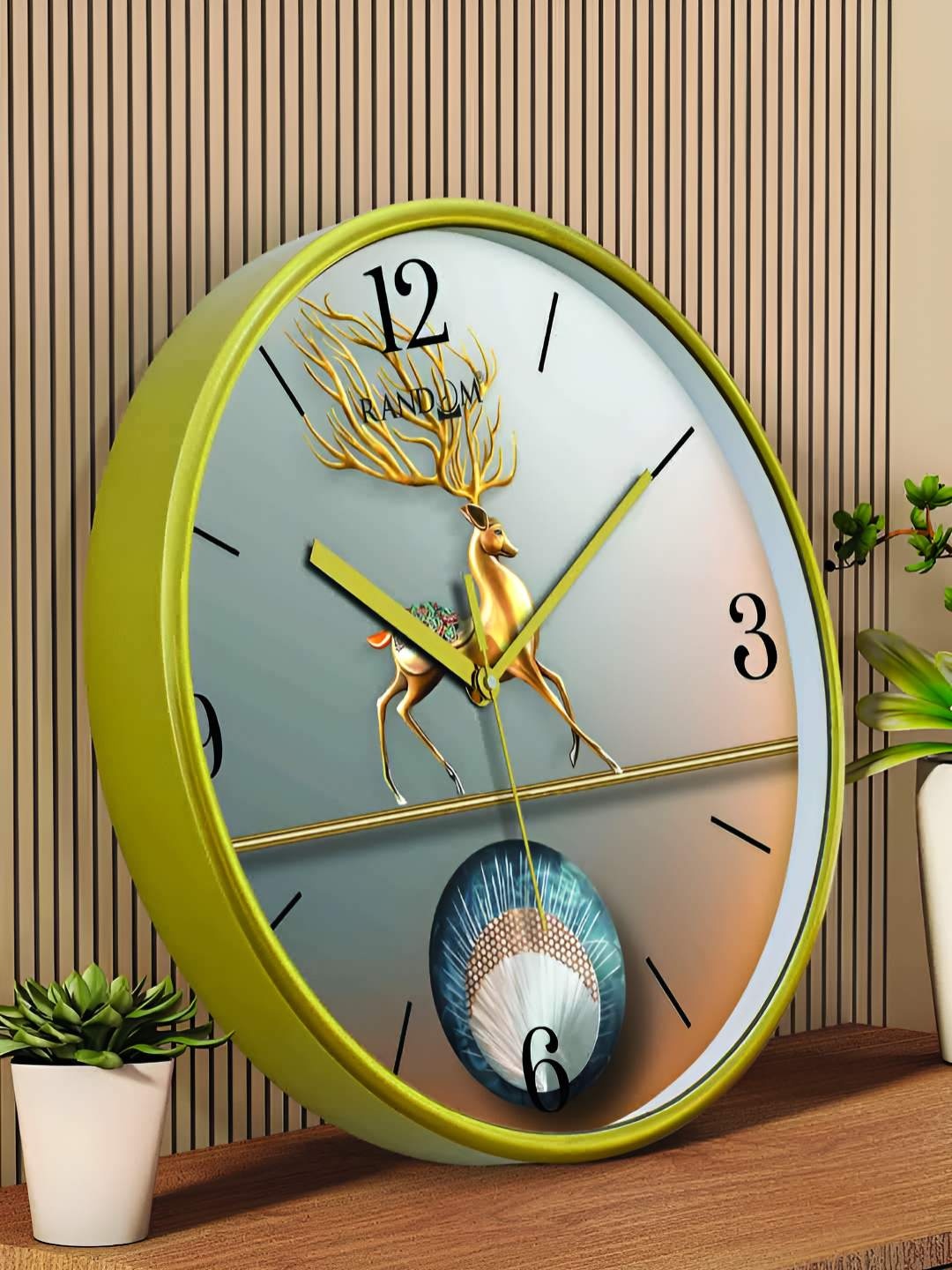 

RANDOM Printed Round Shaped Sweep Silent Movement Contemporary Wall Clock, Green