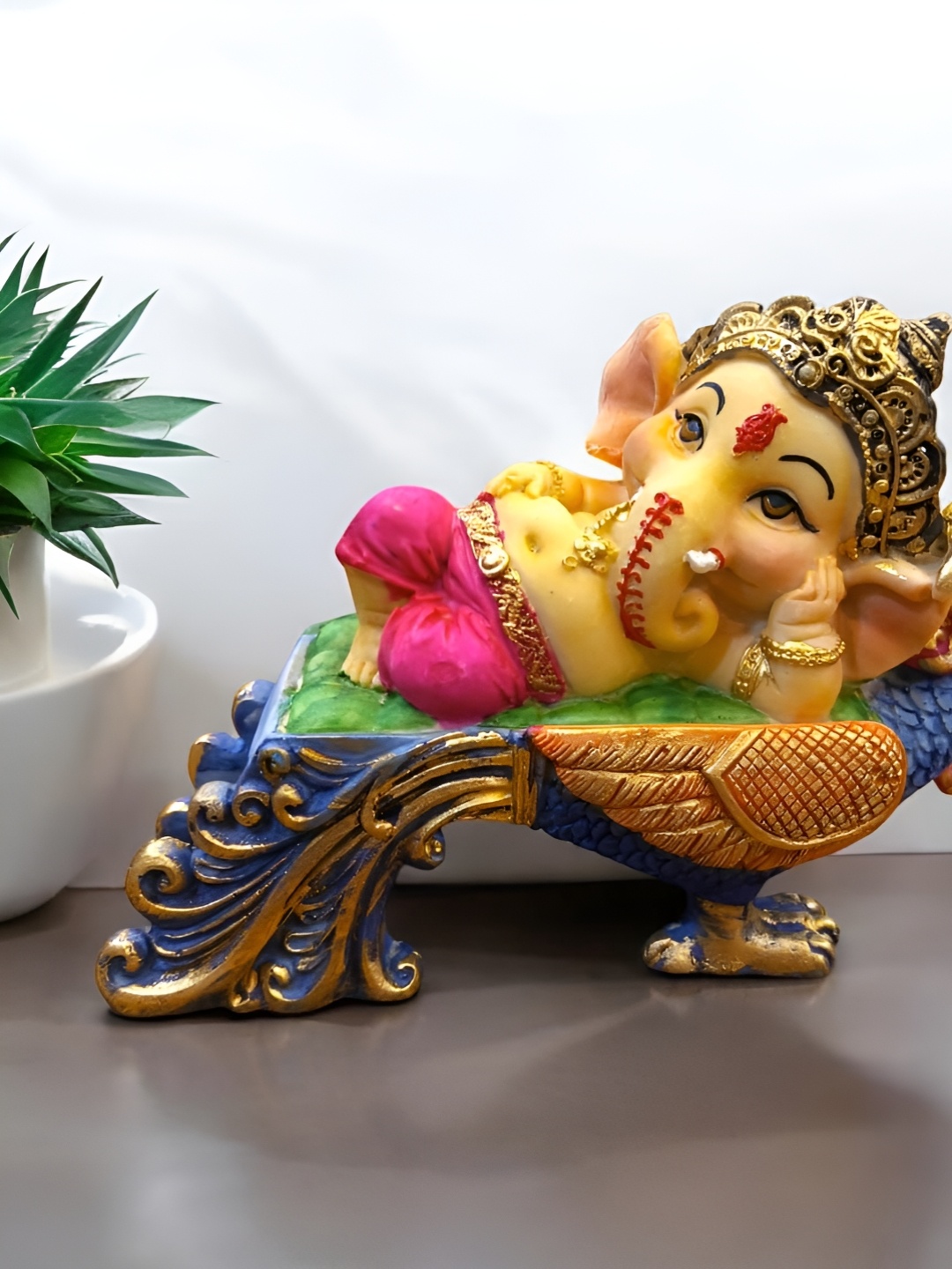 

Vrinban International Yellow The Antique Baby Ganesha Religious Figurine Showpiece