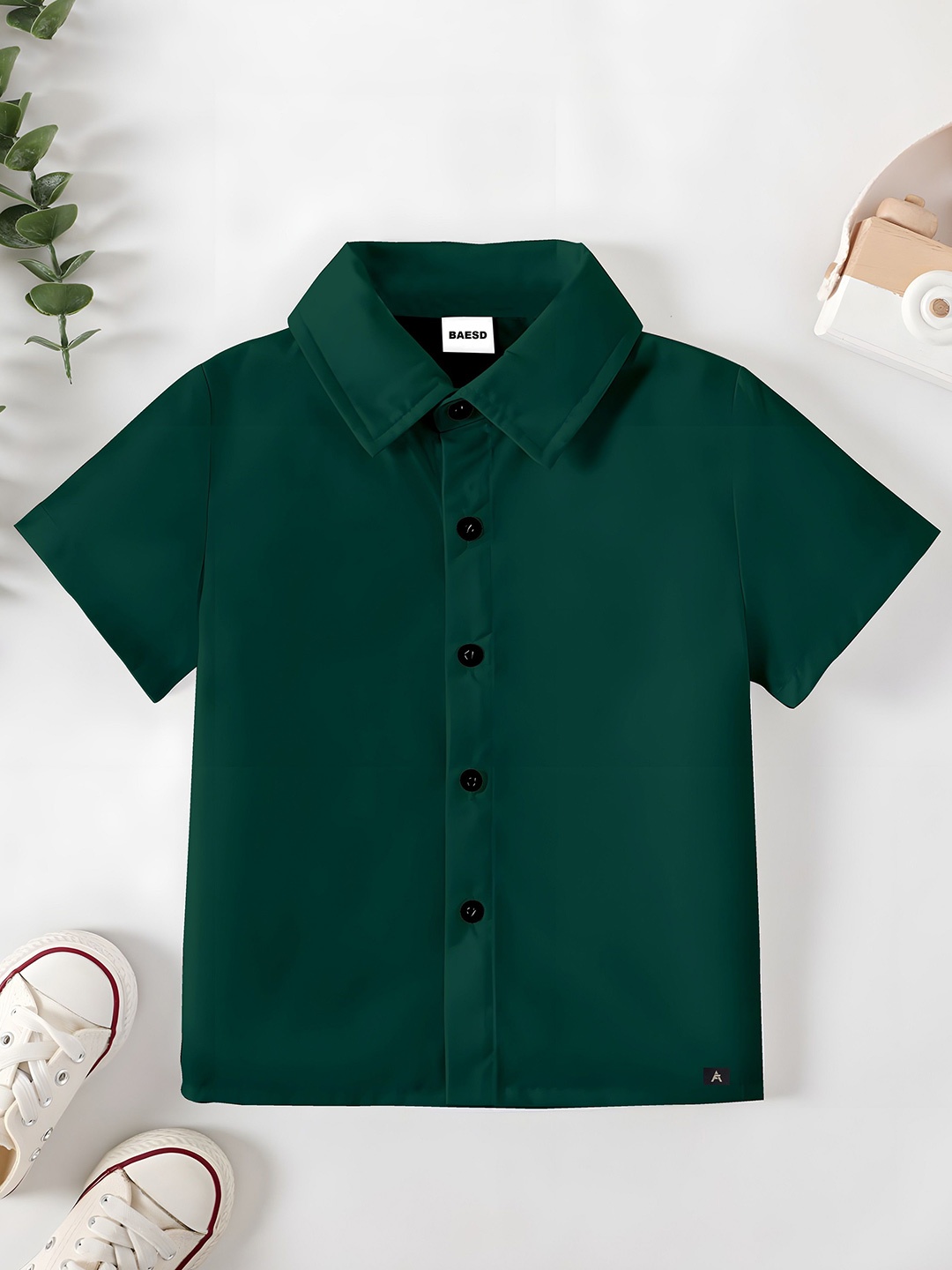 

BAESD Boys Classic Spread Collar Solid Cotton Formal Shirt, Green