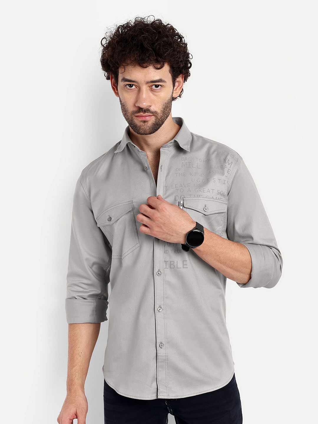 

Lewogle Men Opaque Casual Shirt, Grey