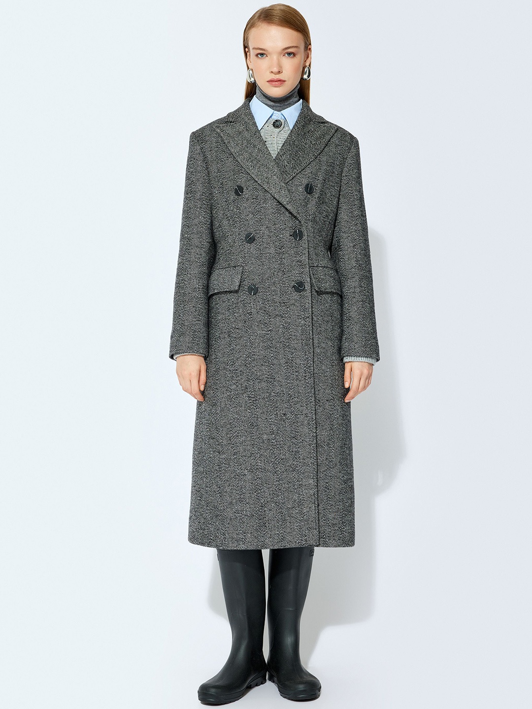 

Koton Long Sleeves Long Coat, Black