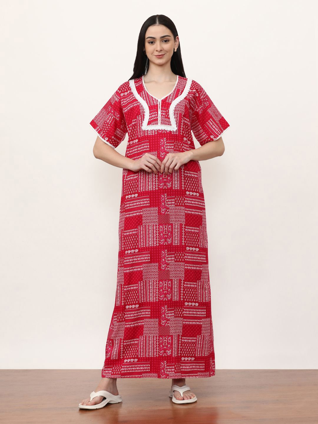 

Jaipur Kurti Printed Maxi Nightdress, Pink