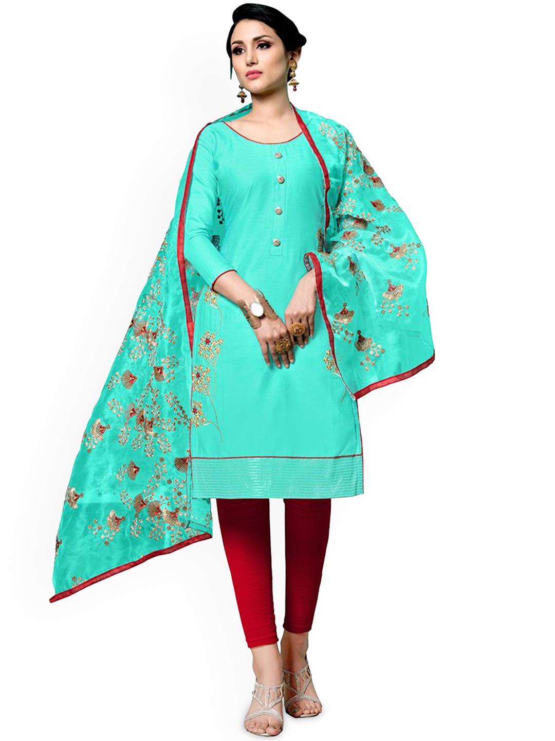 

Maroosh Embroidered Unstitched Dress Material, Sea green