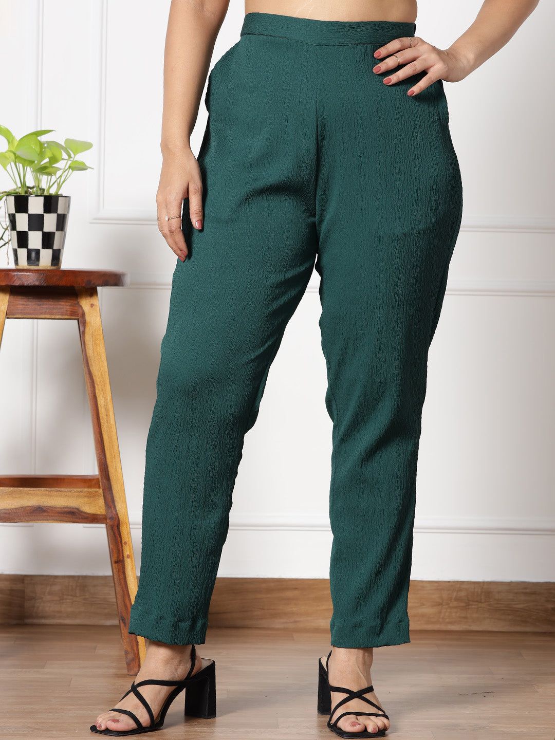 

LetsDressUp Women Comfort Easy Wash Trousers, Green