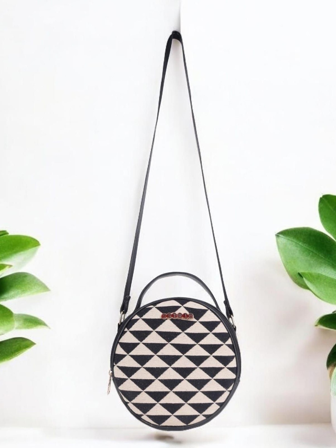 

ASTRID Women Geometric Printed Sling Bag, Beige