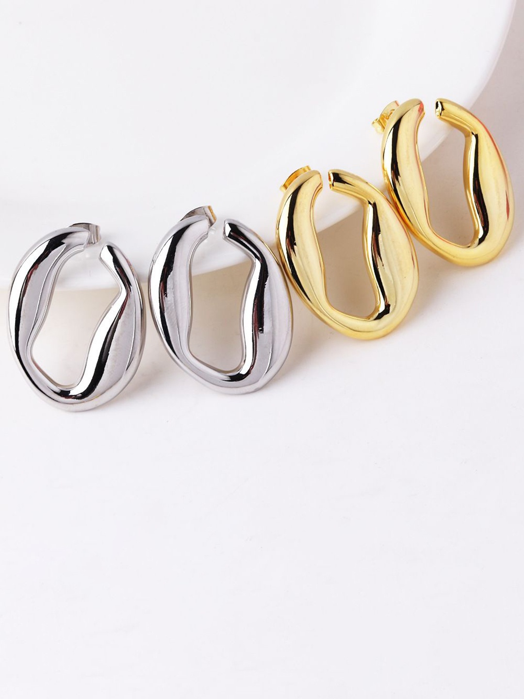 

Just Lil Things Contemporary Hoop Earrings, Silver