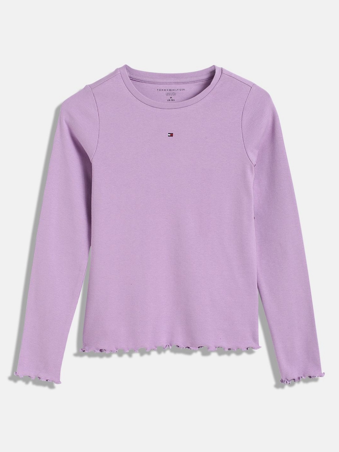 

Tommy Hilfiger Girls Solid Round Neck Cotton T-shirt, Lavender