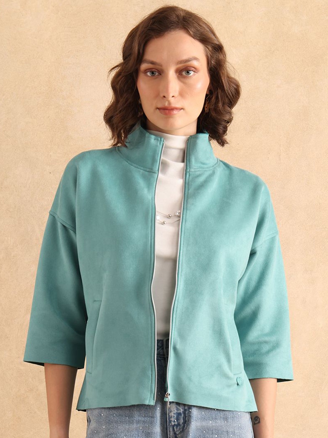 

RAREISM Women Cotton Tailored Jacket with Embroidered, Blue