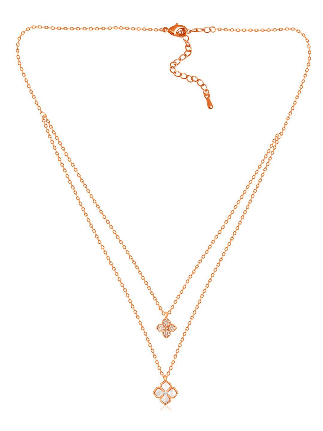 

Peora Rose Gold-Plated CZ-Studded Pendant With Chain