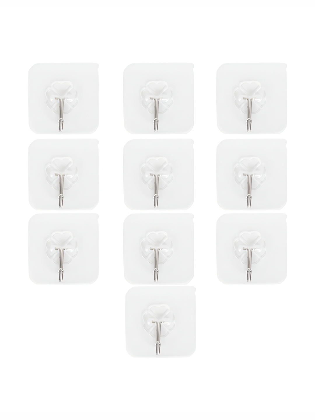

HOKIPO Transparent & Silver Toned 10 Pieces Wall Adhesive Hooks