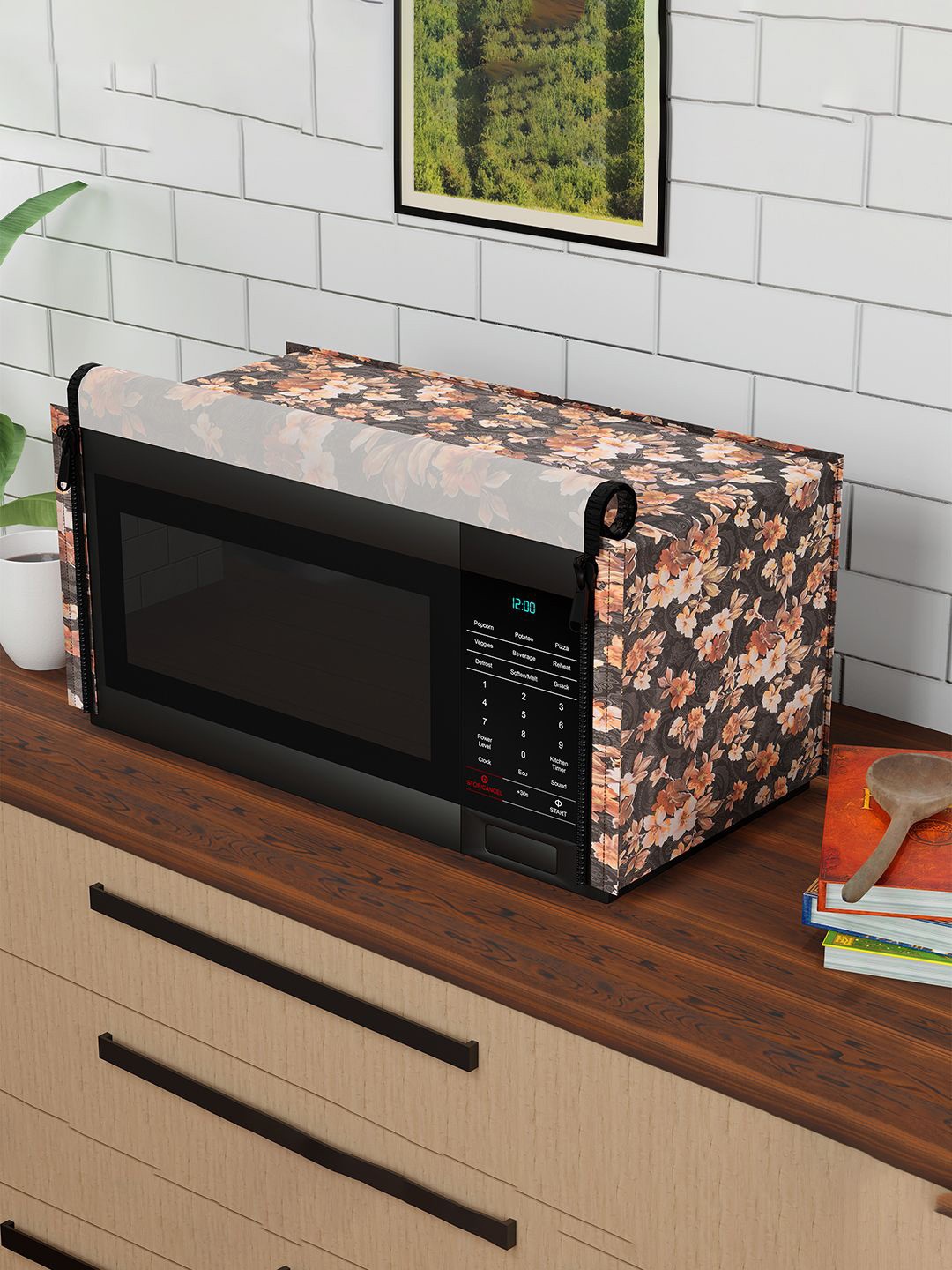 

Kuber Industries Grey & Peach Printed ApplianceCovers