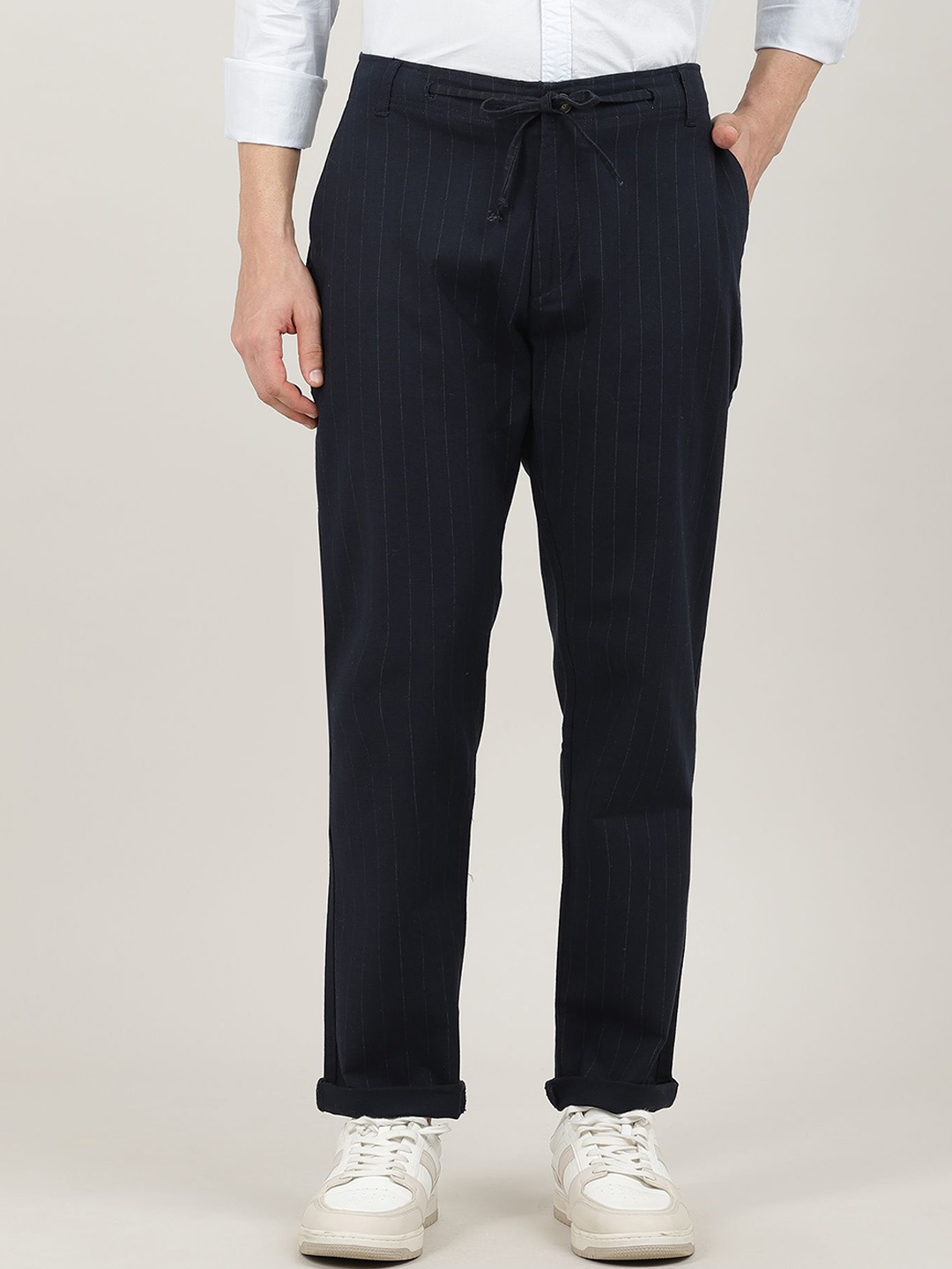 

DRAGON HILL Men Urban Slim Tapered Fit Chinos Trousers, Navy blue