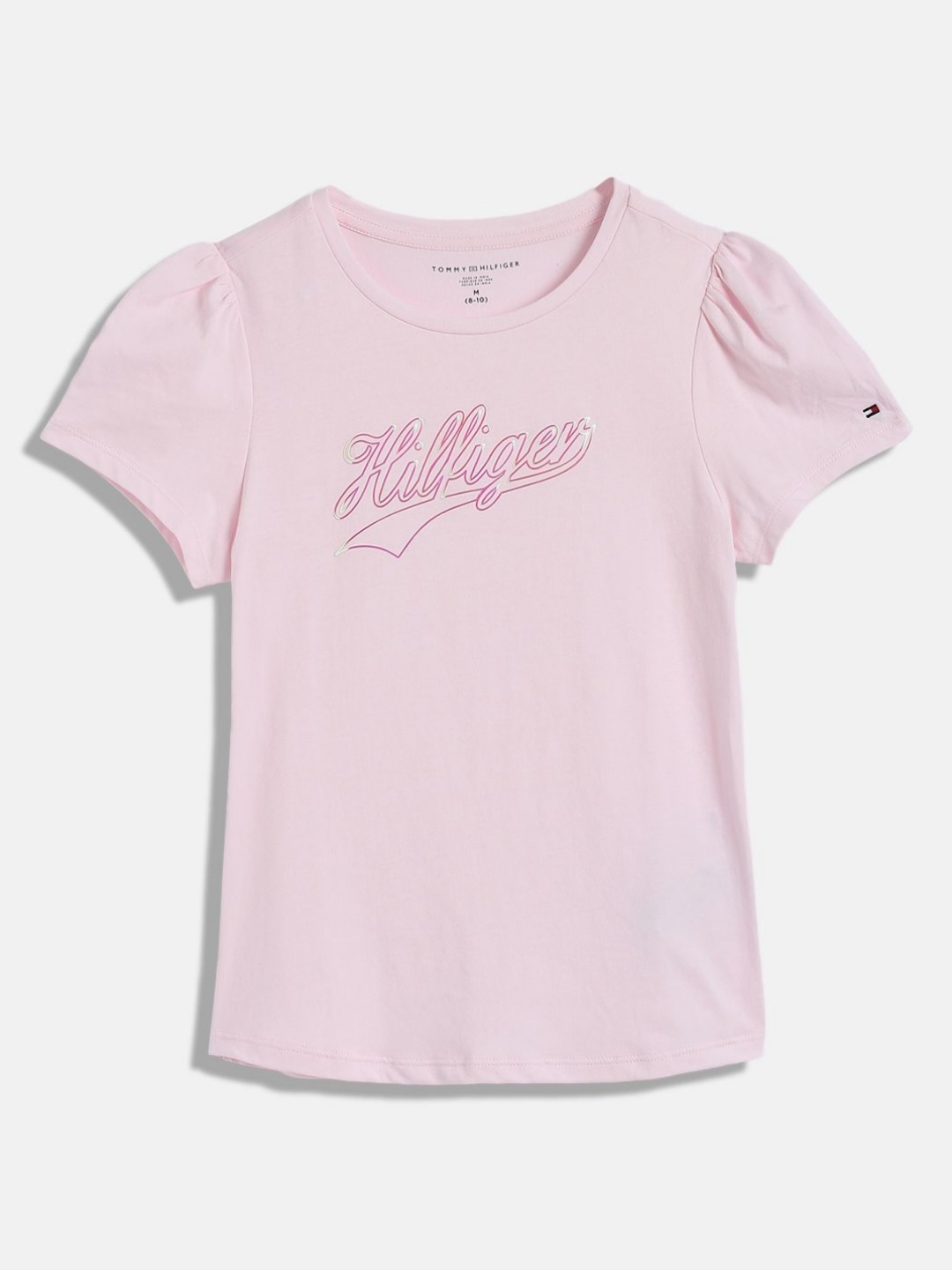 

Tommy Hilfiger Girls Graphic Printed Round Neck Cotton T-shirt, Pink