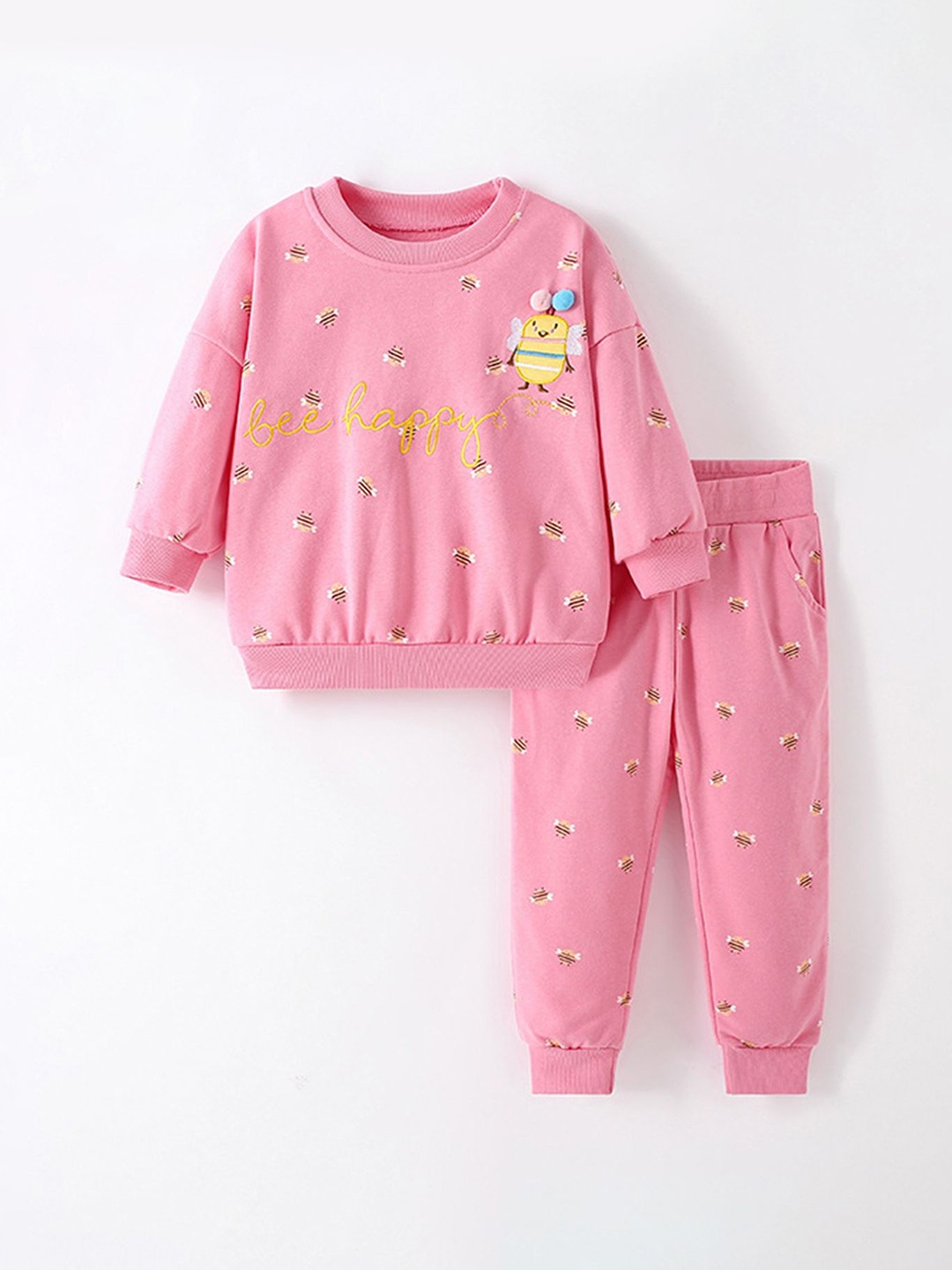 

LULU & SKY Girls Printed Night suit, Pink