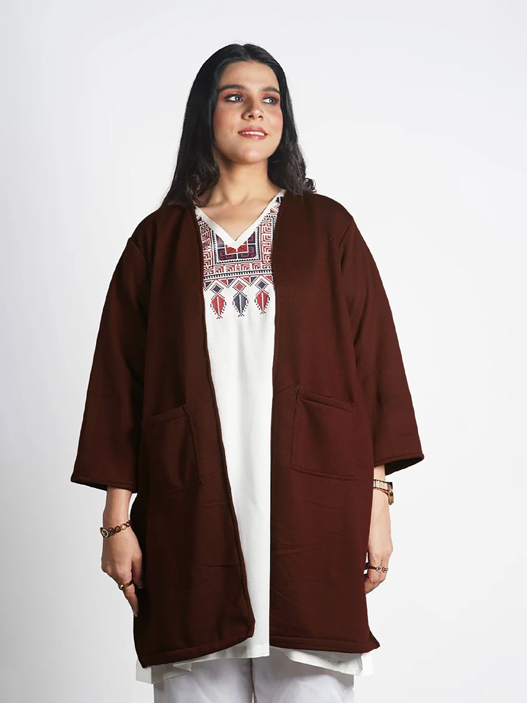 

LetsDressUp Women Longline Shrug, Coffee brown