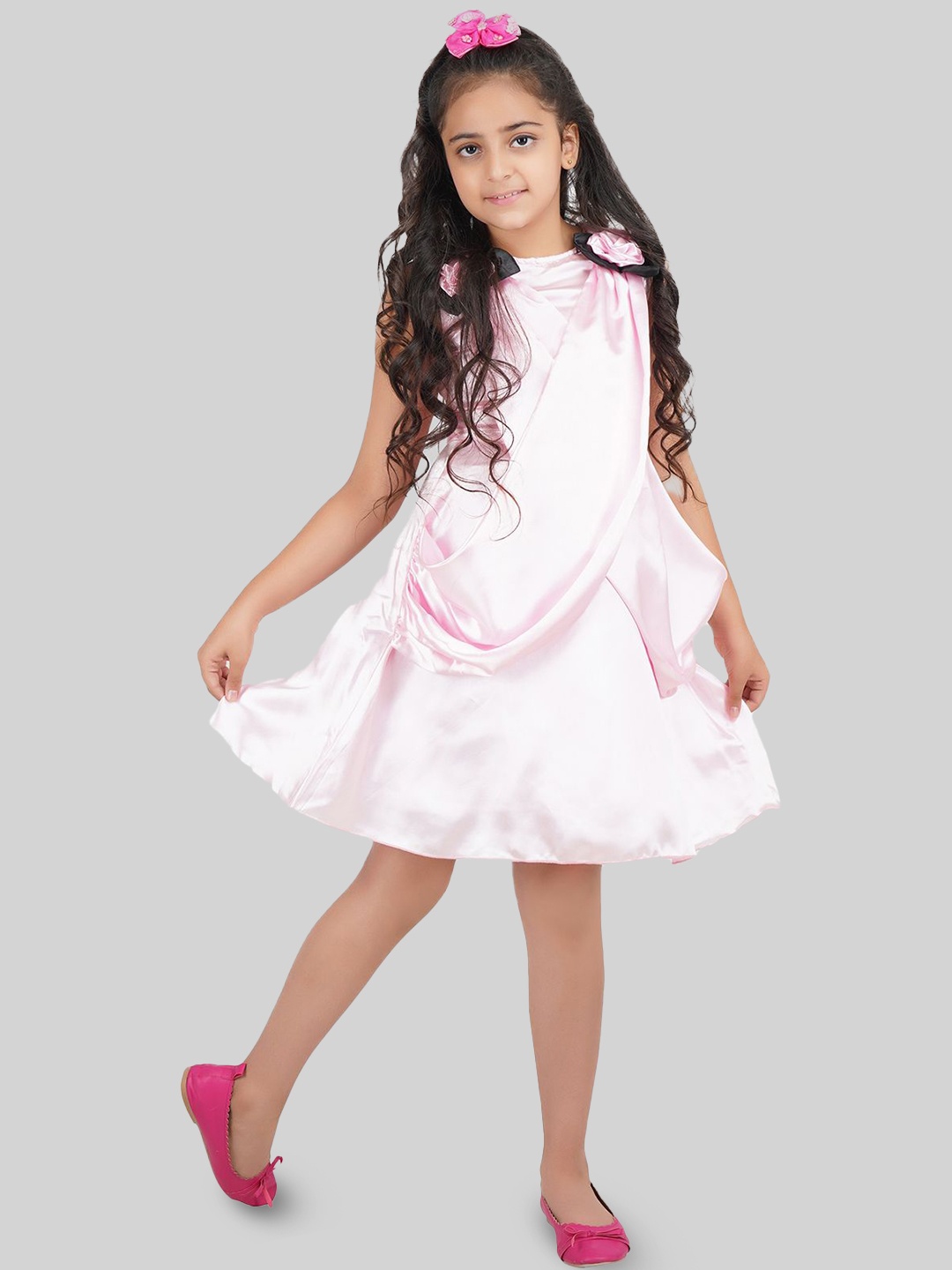 

BEING NAUGHTY Satin Fit & Flare Dress, Pink