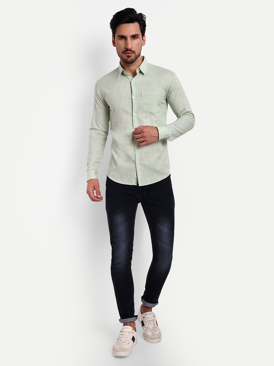 

Lewogle Men Opaque Casual Shirt, Green